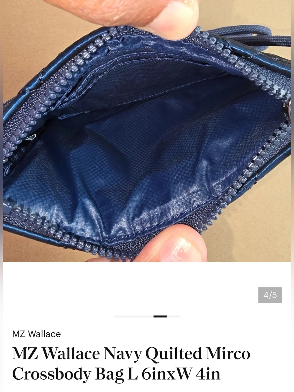 NWOT MZ Wallace Micro Quilted Navy Blue  Shiny Crossbody Bag - Designer Style